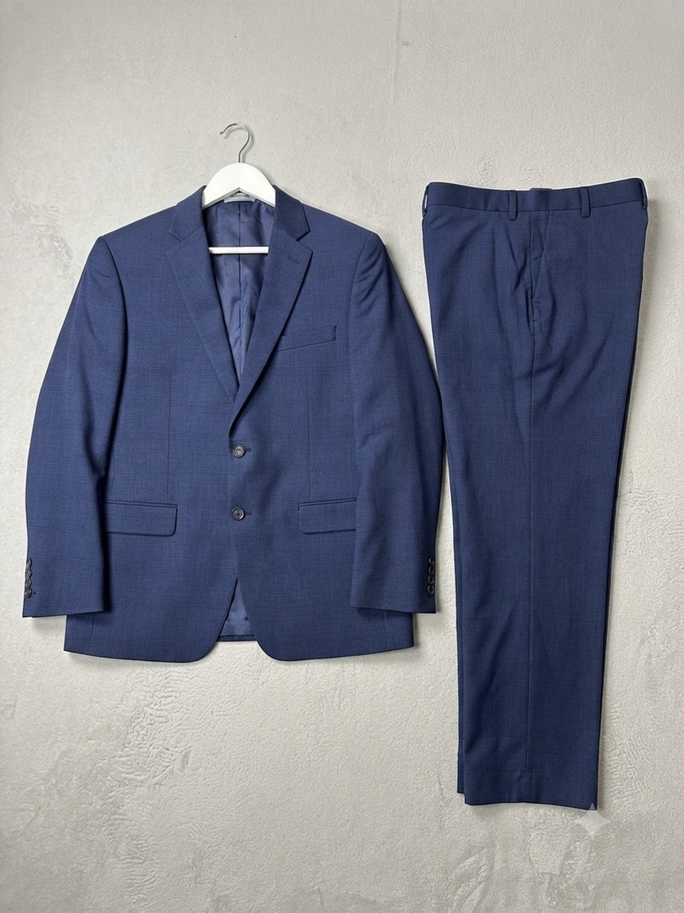 Kenneth Cole REACTION Blue Grid Slim Fit Suit 44L